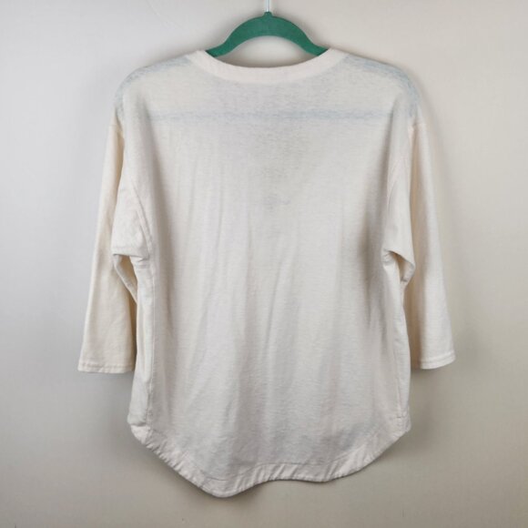 Madewell Cream Libra Lace Up Tee 3/4 Sleeve Top sz M Flawed - Picture 2 of 12